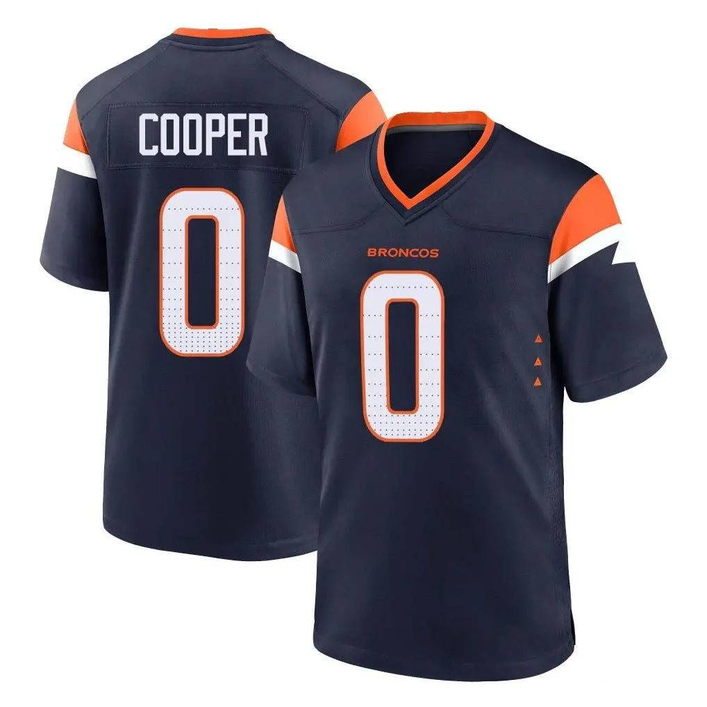 D.Broncos #0 Jonathon Cooper Player Navy Home Game Ddoa Stitched Jerseys