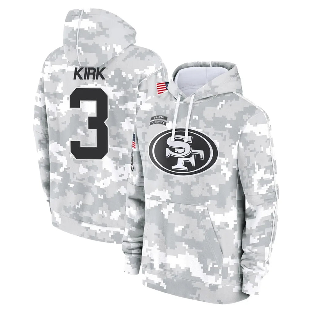 SF.49ers #3 Christian Kirk Player Arctic Camo Limited Salute to Service Pullover Hoodies Game Ddoa Stitched Jerseys