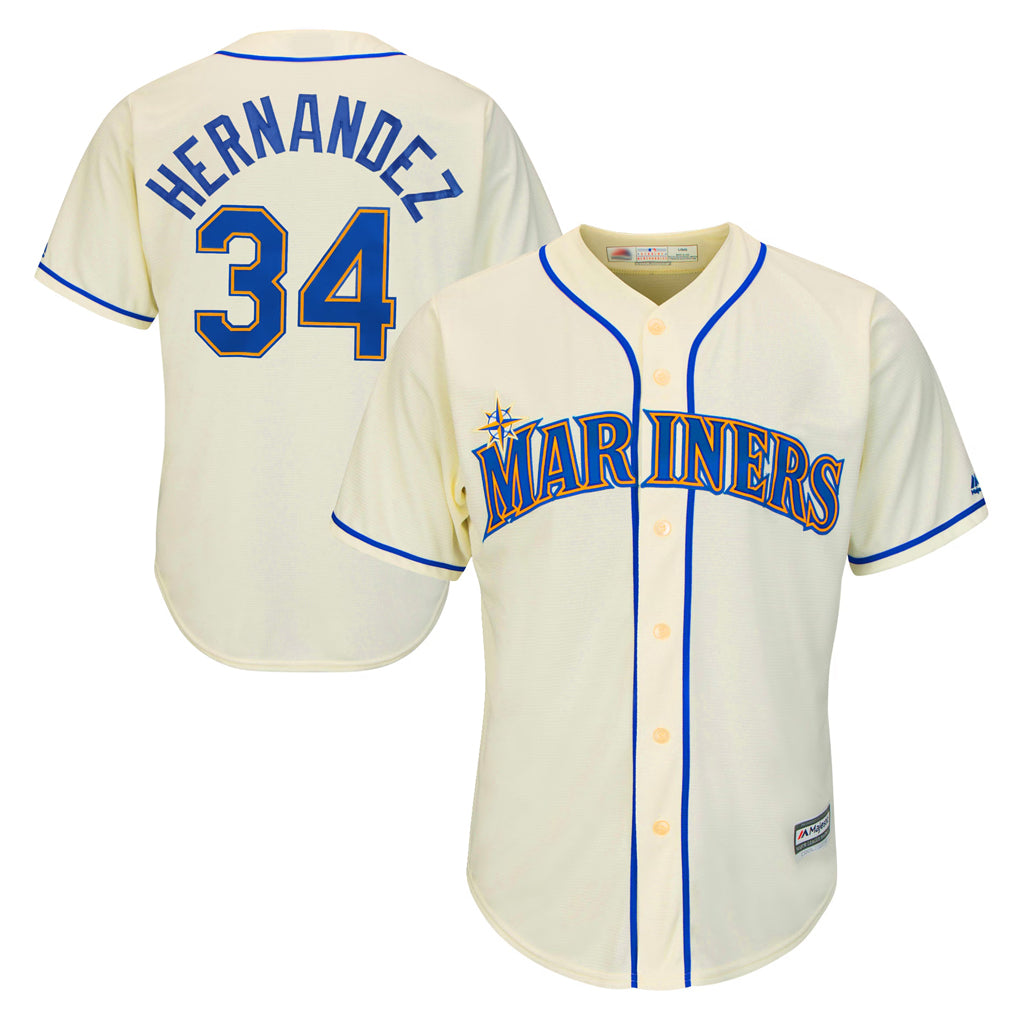 S.Mariners #34 Felix Hernandez Player Cream Majestic Home Cool Base Limited Ddoa Stitched Jerseys