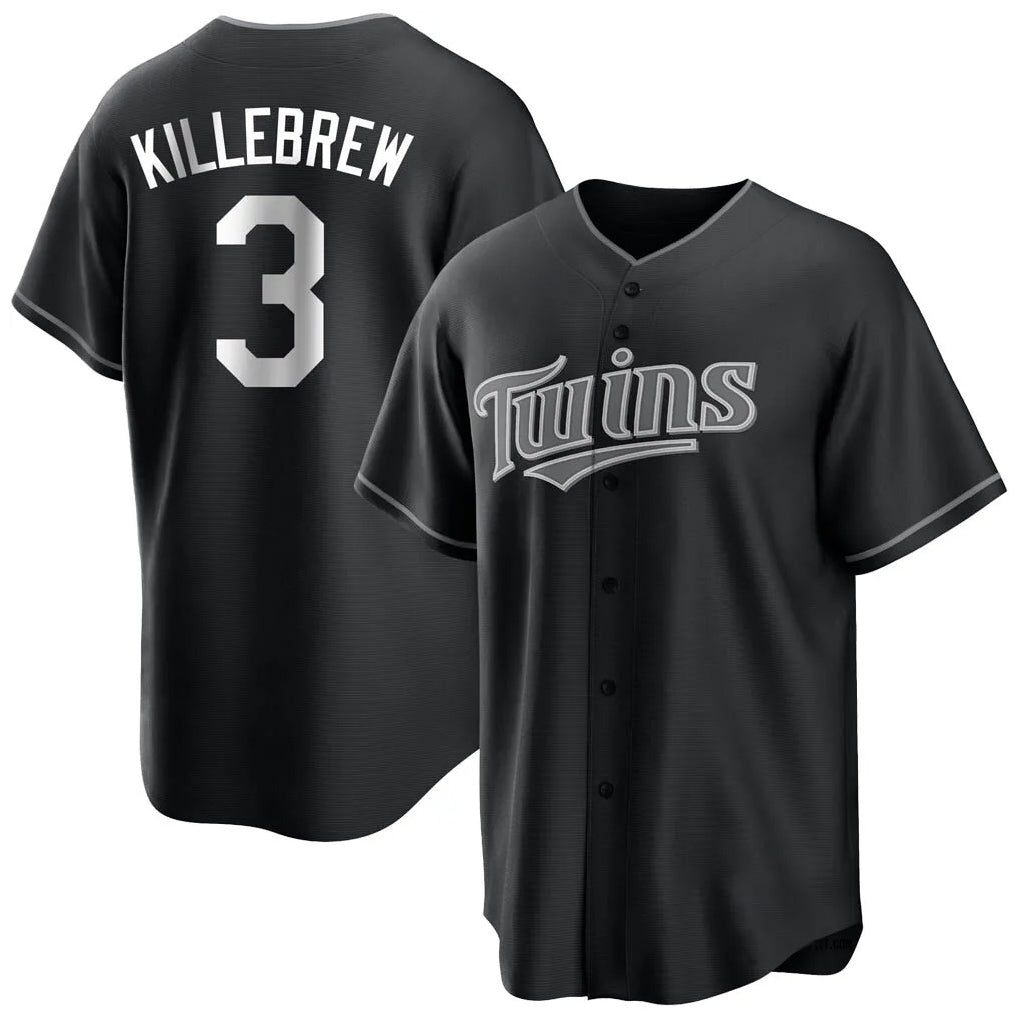 M.Twins #3 Harmon Killebrew Player Black Home Game Ddoa Stitched Jerseys