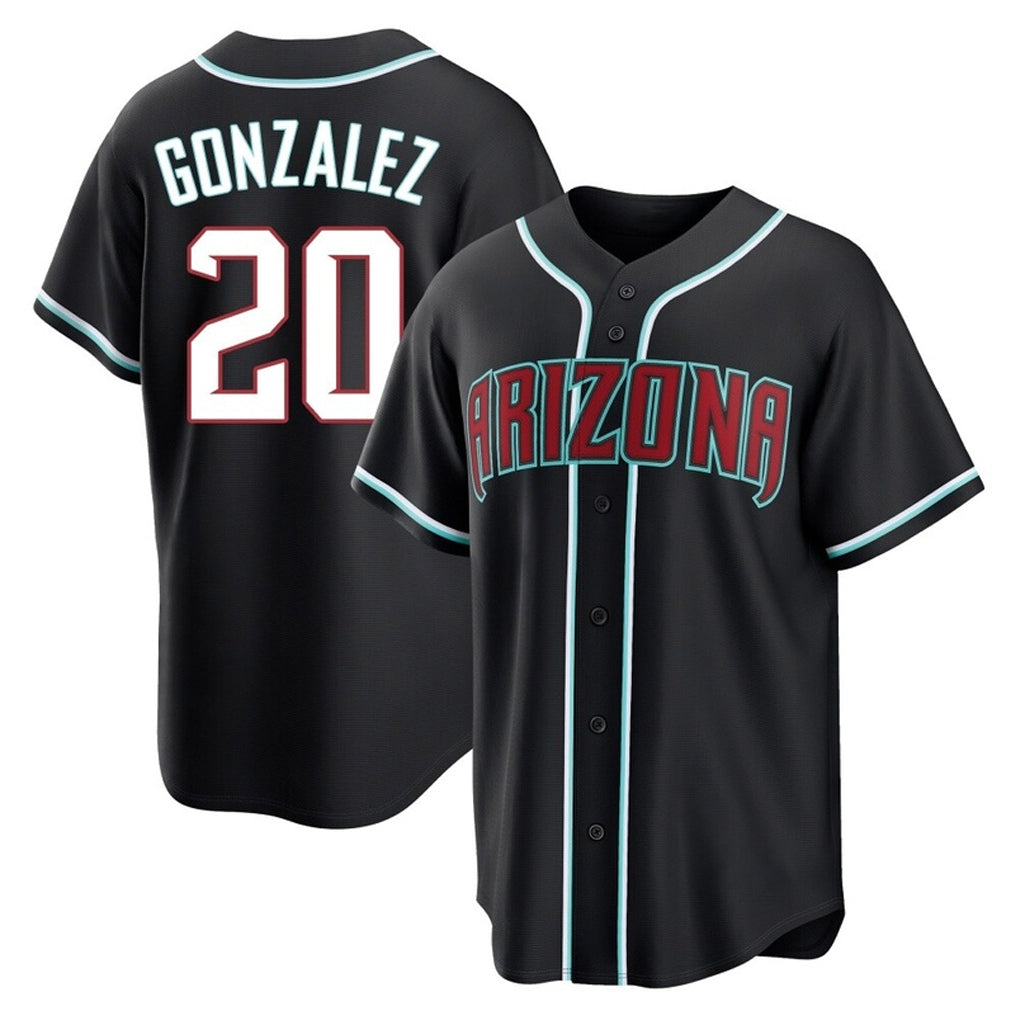 A.Diamondbacks #20 Luis Gonzalez Player Black Home Game Ddoa Stitched Jerseys