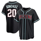 A.Diamondbacks #20 Luis Gonzalez Player Black Home Game Ddoa Stitched Jerseys