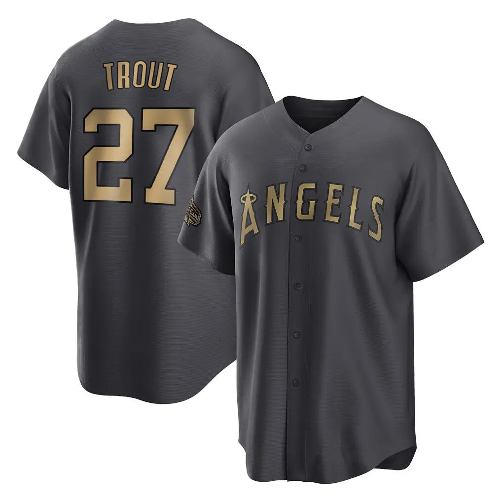 LA.Angels #27 Mike Trout Player Charcoal Game All-Star Ddoa Stitched Jerseys
