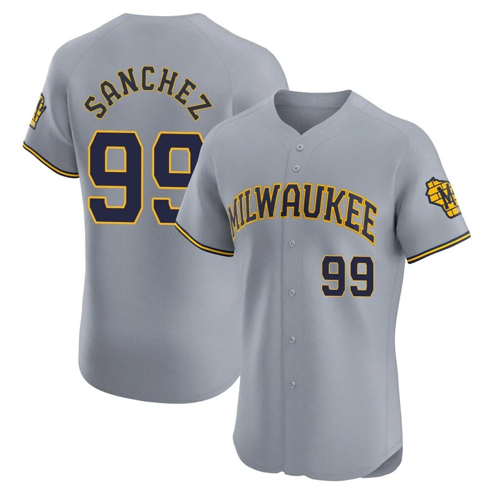 M.Brewers #99 Gary Sanchez Player Gray Home Limited Elite Ddoa Stitched Jerseys
