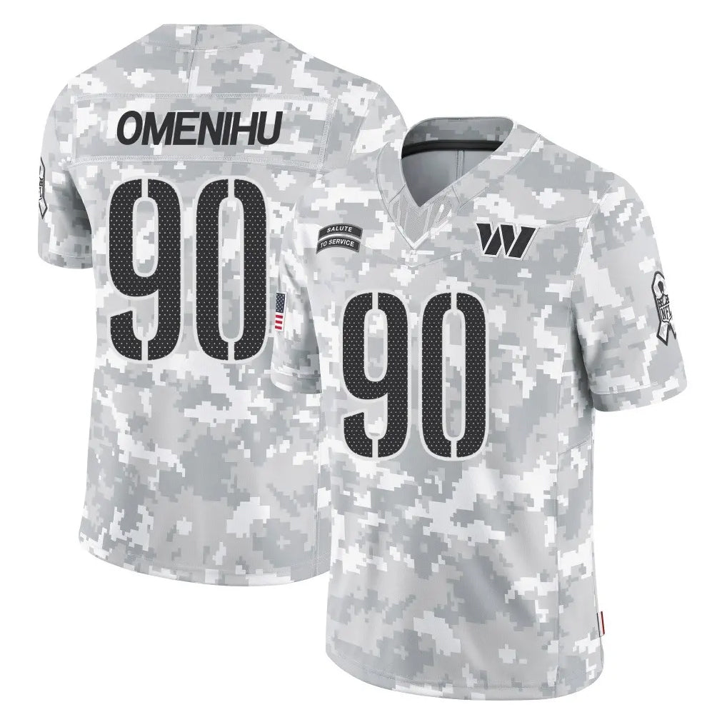 W.Commanders #90 Charles Omenihu Player Arctic Camo Limited Salute To Service Home Game Ddoa Stitched Jerseys
