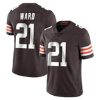 C.Browns #21 Denzel Ward Player Brown Color Vapor Untouchable Limited Home Game Ddoa Stitched Jerseys