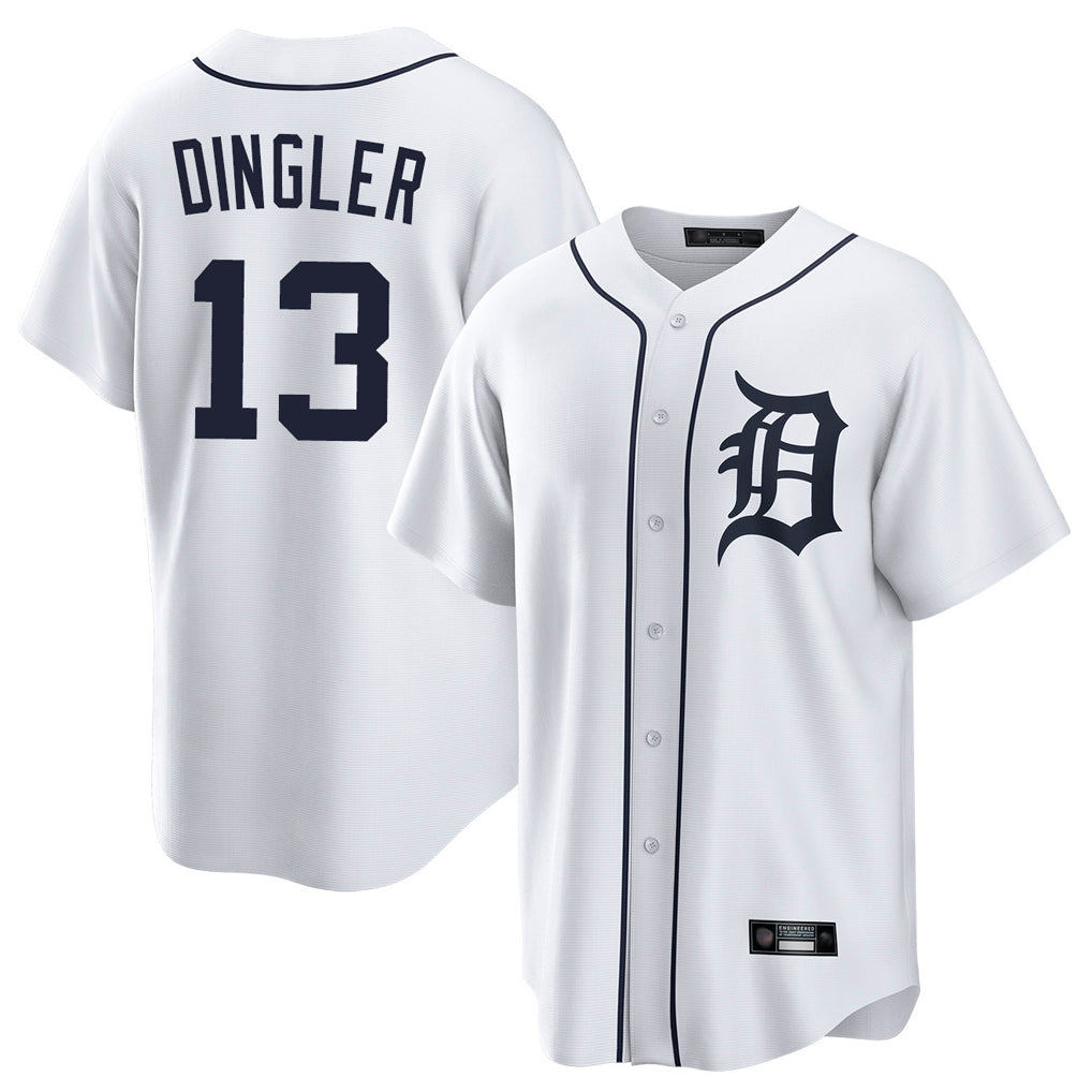 D.Tigers #13 Dillon Dingler Player White Home Game Ddoa Stitched Jerseys