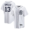 D.Tigers #13 Dillon Dingler Player White Home Game Ddoa Stitched Jerseys
