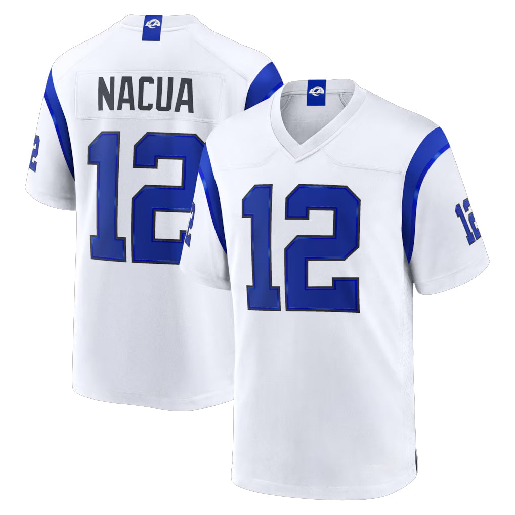 LA.Rams #12 Puka Nacua Player Fearsome White Home Game Ddoa Stitched Jerseys