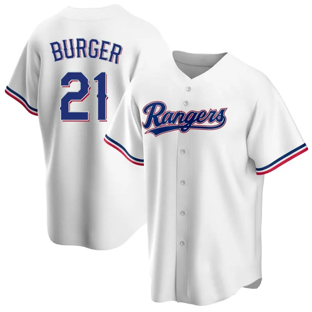 T.Rangers #21 Jake Burger Player White Home Game Ddoa Stitched Jerseys