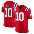 NE.Patriots #10 Drake Maye Player Red Limited Vapor F.U.S.E. Home Game Ddoa Stitched Jerseys