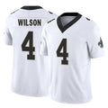 NO.Saints #4 Zach Wilson Player White Limited Vapor F.U.S.E. Home Game Ddoa Stitched Jerseys