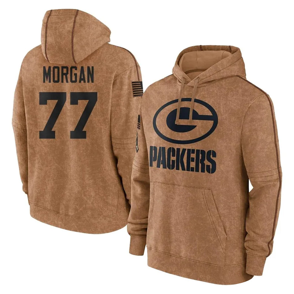 GB.Packers #77 Jordan Morgan Player Brown Salute to Service Hoodies Limited Game Ddoa Stitched Jerseys