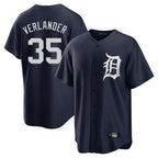D.Tigers #35 Justin Verlander Player Navy Game Home Ddoa Stitched Jerseys