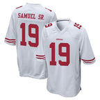 SF.49ers #19 Deebo Samuel Sr. Player White Home Game Ddoa Stitched Jerseys