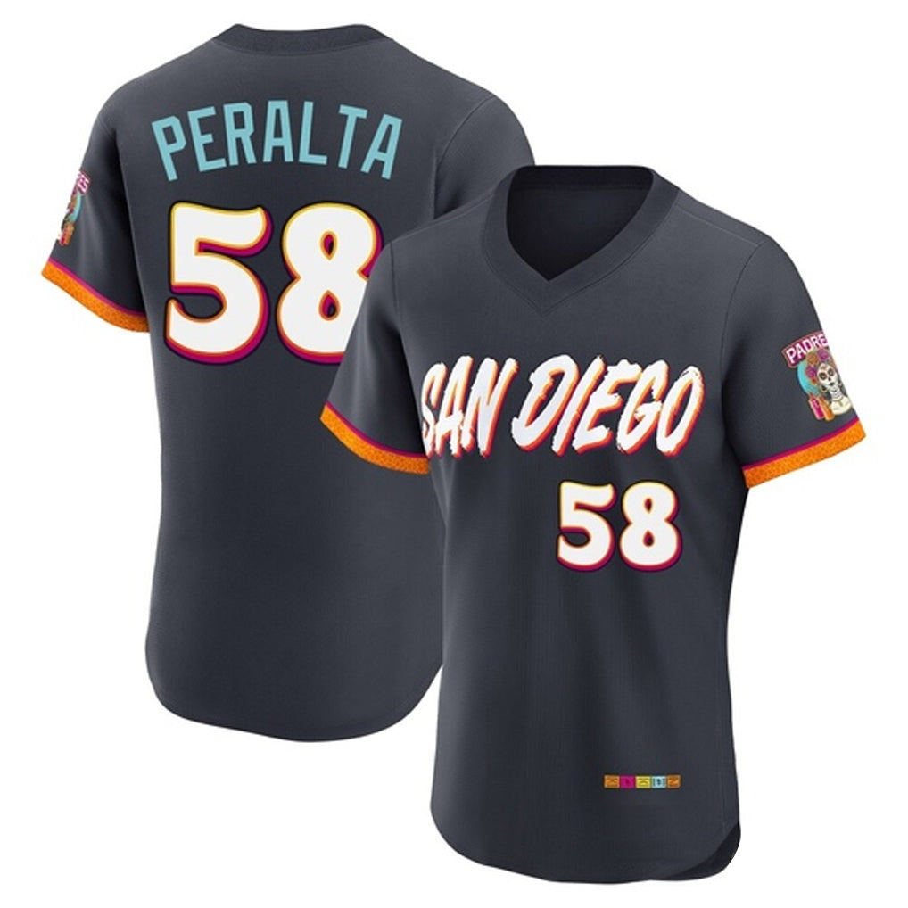 S.Diego Padres #58 Wandy Peralta Player Obsidian 2026 City Connect Home Limited Elite T-shirt Ddoa Stitched Jerseys
