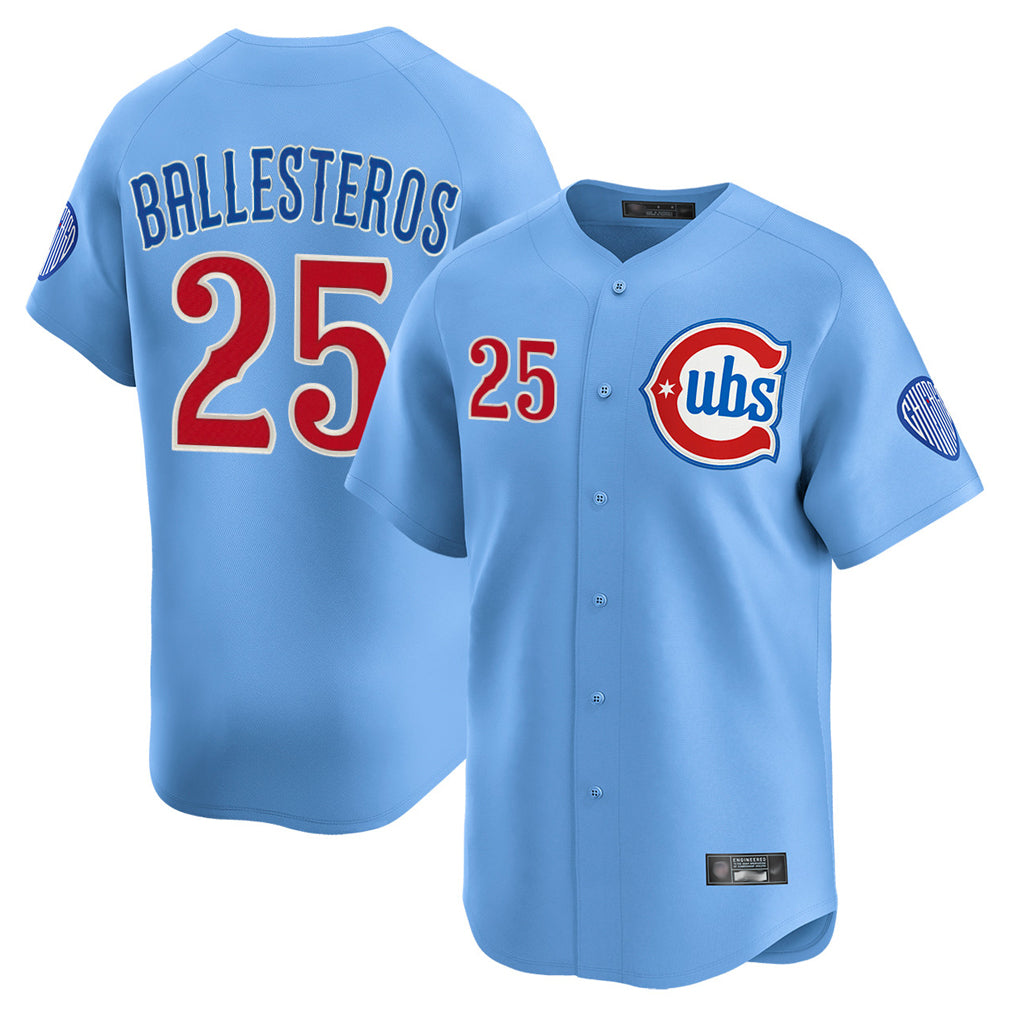 C.Cubs #25 Mois¨¦s Ballesteros Player Light Blue Limited Home Ddoa Stitched Jerseys