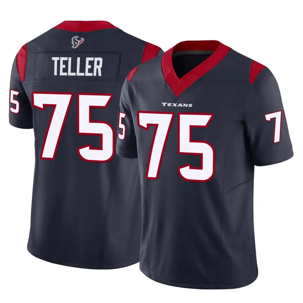 H.Texans #75 Wyatt Teller Player Navy Limited Vapor F.U.S.E. Home Game Ddoa Stitched Jerseys