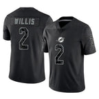 M.Dolphins #2 Malik Willis Player Black Reflective Limited Game Ddoa Stitched Jerseys
