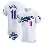 LA.Dodgers #11 Roki Sasaki Player White World Series Meet Limited Elite Home Ddoa Stitched Jerseys