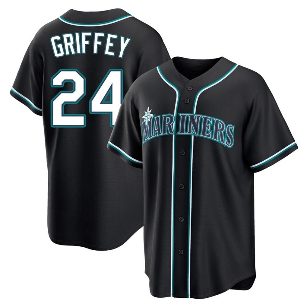 S.Mariners #24 Ken Griffey Jr Player Black Fashion Home Limited Ddoa Stitched Jerseys