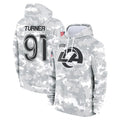 LA.Rams #91 Kobie Turner Player Arctic Camo Salute to Service Hoodies Limited Game Ddoa Stitched Jerseys