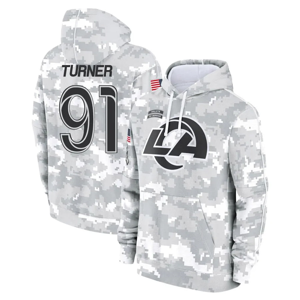 LA.Rams #91 Kobie Turner Player Arctic Camo Salute to Service Hoodies Limited Game Ddoa Stitched Jerseys