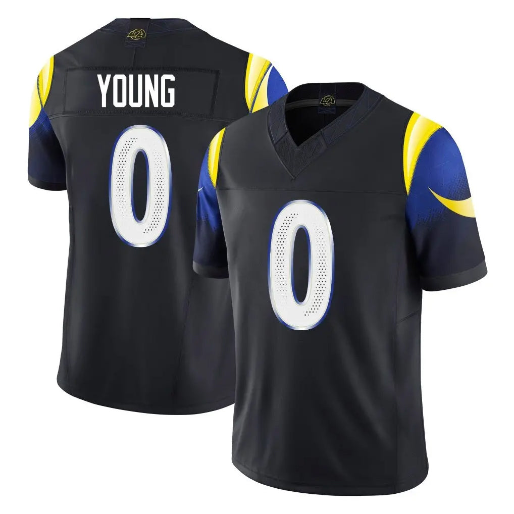 LA.Rams #0 Byron Young Player Black Midnight Rivalries Collection Limited Home Game Ddoa Stitched Jerseys