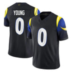 LA.Rams #0 Byron Young Player Black Midnight Rivalries Collection Limited Home Game Ddoa Stitched Jerseys