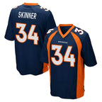 D.Broncos #34 JL Skinner Player Navy Game Ddoa Stitched Jerseys