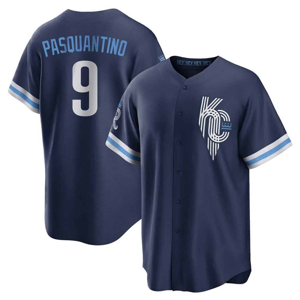 KC.Royals #9 Vinnie Pasquantino Player Navy City Connect Home Game Ddoa Stitched Jerseys