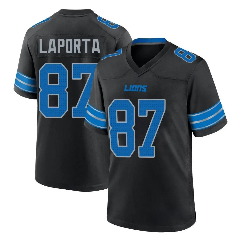D.Lions #87 Sam LaPorta Player Black Alternate Home Game Ddoa Stitched Jerseys