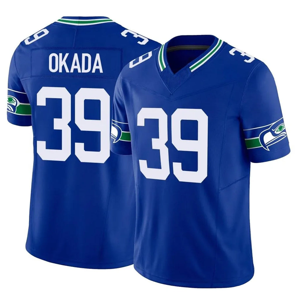 S.Seahawks #39 Ty Okada Player Royal Limited Throwback Vapor F.U.S.E. Home Game Ddoa Stitched Jerseys