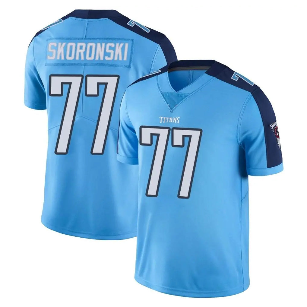 T.Titans #77 Peter Skoronski Player Light Blue Limited Color Rush Home Game Ddoa Stitched Jerseys