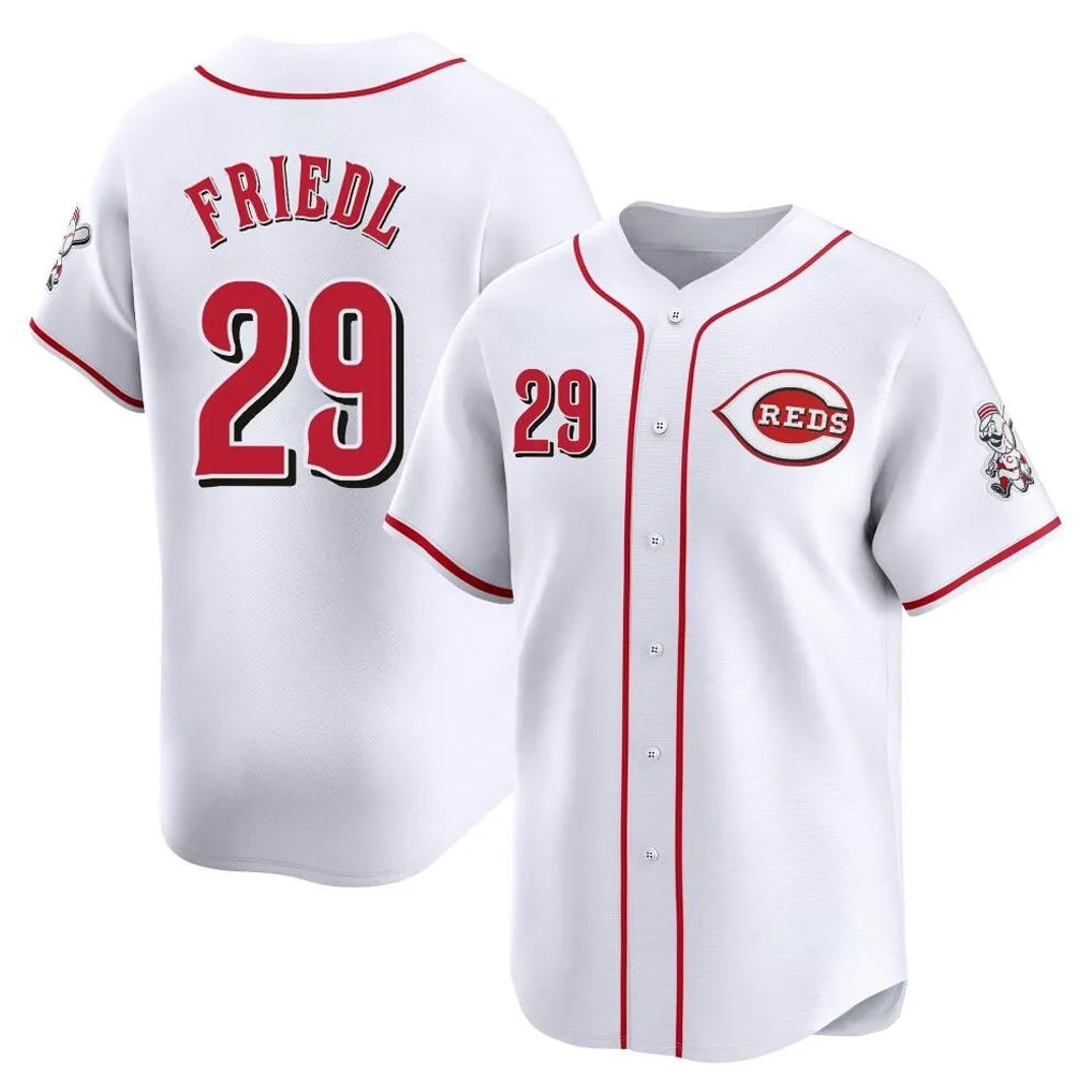 C.Reds #29 TJ Friedl Player White Home Limited Ddoa Stitched Jerseys
