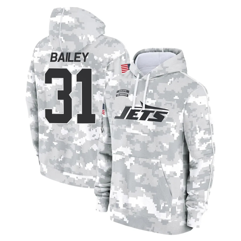 NY.Jets #31 David Bailey Player Arctic Camo Salute to Service Pullover Hoodies Limited Game Ddoa Stitched Jerseys