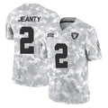 LV.Raiders #2 Ashton Jeanty Player Arctic Camo Salute To Service Limited Game Ddoa Stitched Jerseys