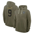 LV.Raiders #9 Jalen Nailor Player Olive Salute to Service Pullover Hoodies Limited Ddoa Stitched Jerseys