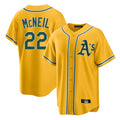 Athletics #22 Jeff McNeil Player Gold Alternate Home Game Ddoa Stitched Jerseys
