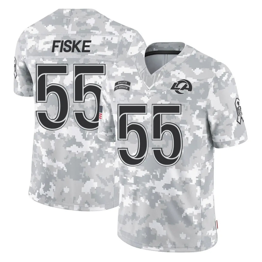 LA.Rams #55 Braden Fiske Player Arctic Camo Salute To Service Limited Game Ddoa Stitched Jerseys