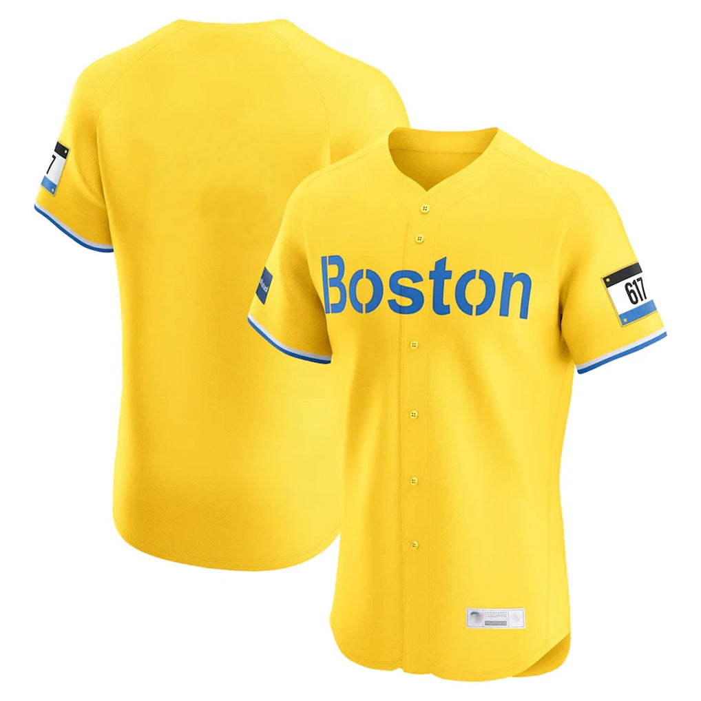 B.Red Sox ## Red Sox Blank Player Yellow Limited Elite Home Game Ddoa Stitched Jerseys