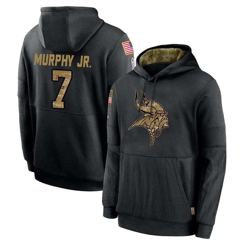 M.Vikings #7 Byron Murphy Jr. Player Black Salute to Service Hoodies Limited Game Ddoa Stitched Jerseys