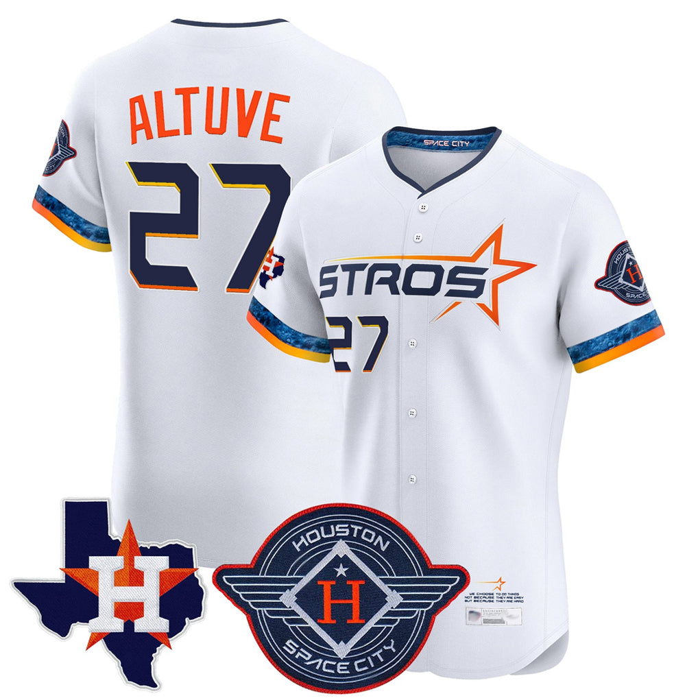 H.Astros #27 Jose Altuve Player White City Connect Texas Patch Vapor Premier Limited Elite Home Ddoa Stitched Jerseys