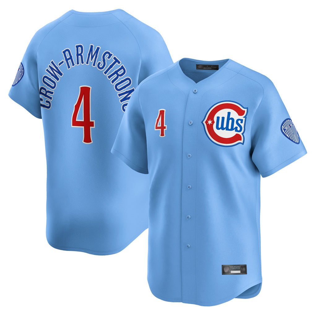 C.Cubs #4 Pete Crow-Armstrong Player Light Blue Limited Home Ddoa Stitched Jerseys