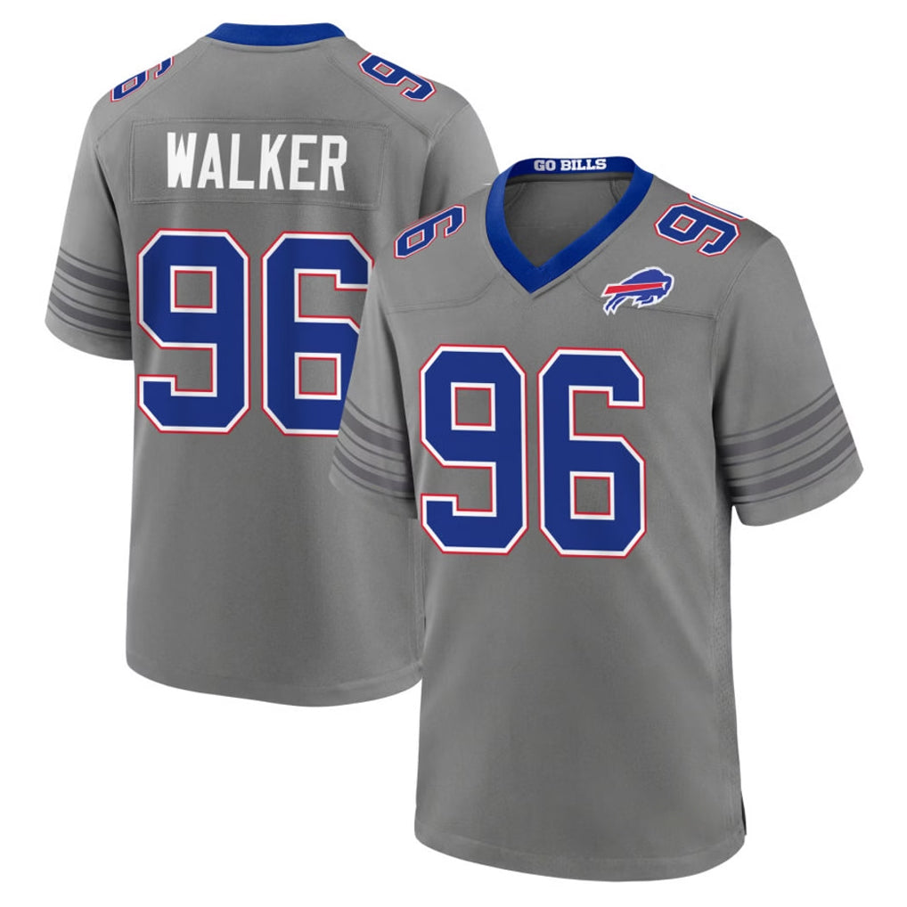 B.Bills #96 Deone Walker Player Gray Nickel City Home Game Ddoa Stitched Jerseys