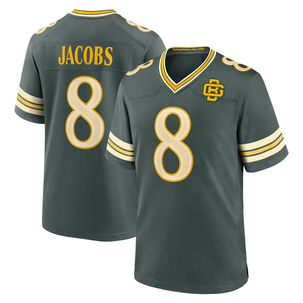 GB.Packers #8 Josh Jacobs Player Green 2026 Rivalries Collection Home Game Ddoa Stitched Jerseys