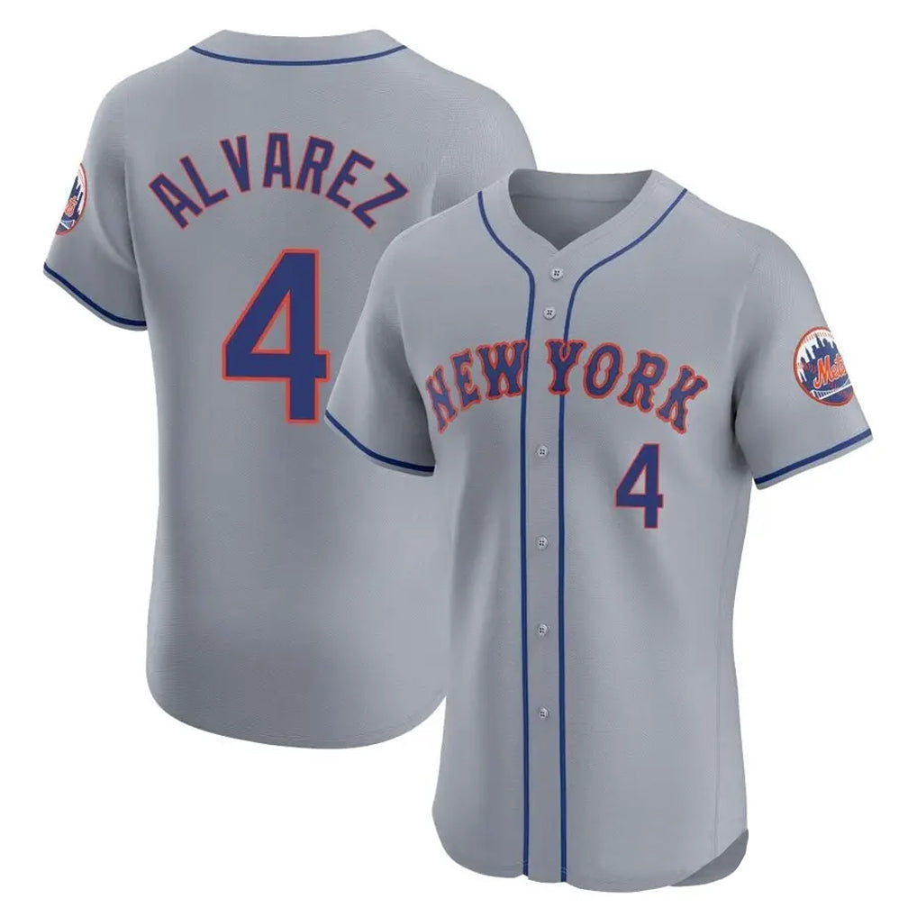 NY.Mets #4 Francisco Alvarez Player Gray Road Limited Elite Home Ddoa Stitched Jerseys