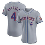 NY.Mets #4 Francisco Alvarez Player Gray Road Limited Elite Home Ddoa Stitched Jerseys