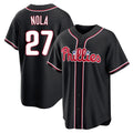 P.Phillies #27 Aaron Nola Player Black Fashion Out Home Game Ddoa Stitched Jerseys