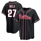 P.Phillies #27 Aaron Nola Player Black Fashion Out Home Game Ddoa Stitched Jerseys